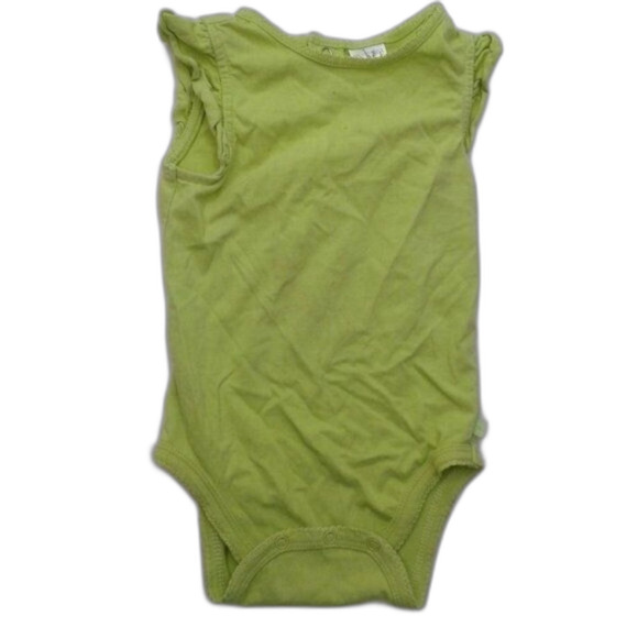 Children's Place Girls RuffleSleeve Onesie Size 12 Months Yellow-Green Back Snap - Picture 1 of 6